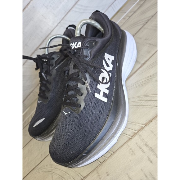 Hoka One One Shoes - Hoka Bondi 8 Women's Size 10.5B Black and White Running Sneaker Lace Up Low Top